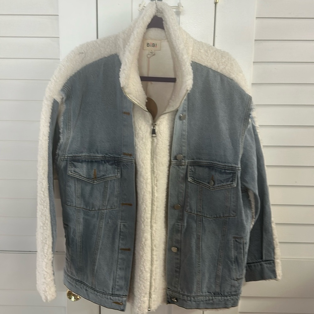 NWT Bibi denim and sherpa twofer jacket